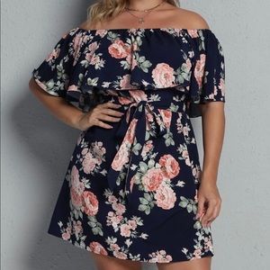 New SHEIN Floral Print Off Shoulder Tie Front 4XL